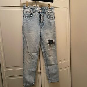 Zara Blue Boyfriend Jeans Distressed Vintage Style